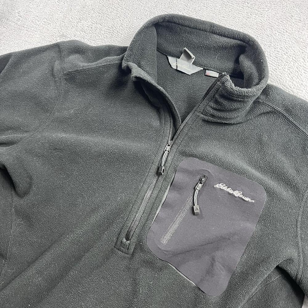 Eddie Bauer‎ Jacket Mens Medium Black 1/4 Zip Fleece Pockets First Ascent